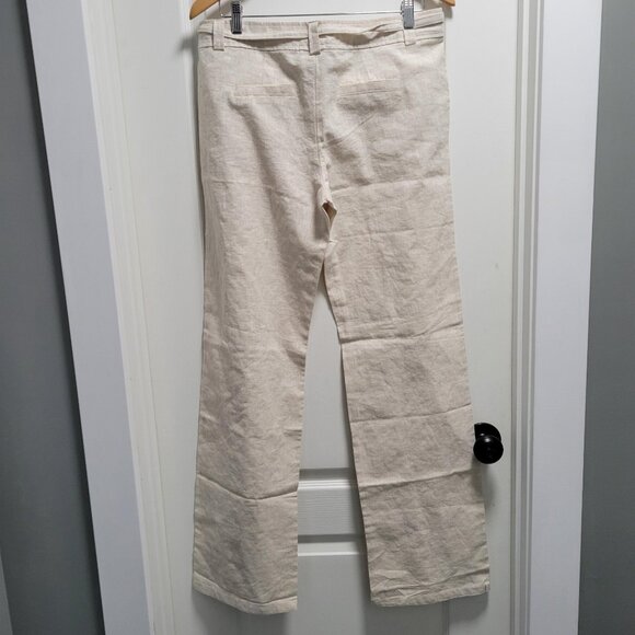 ZENANA Beige Linen Blend Wide Leg Pants Waist Drawstring Lounge Size L NWOT - Picture 4 of 7